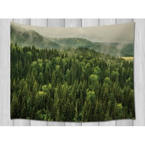 Thick Morning Fog In Forest Wall Hanging Tapestry Smooth Supple Multi-size   253345397252